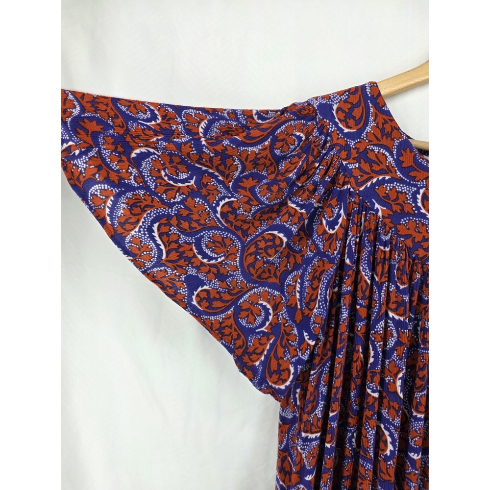 VTG Patio House Dress Muumuu Floral Midi Purple Orange White Pockets One Size